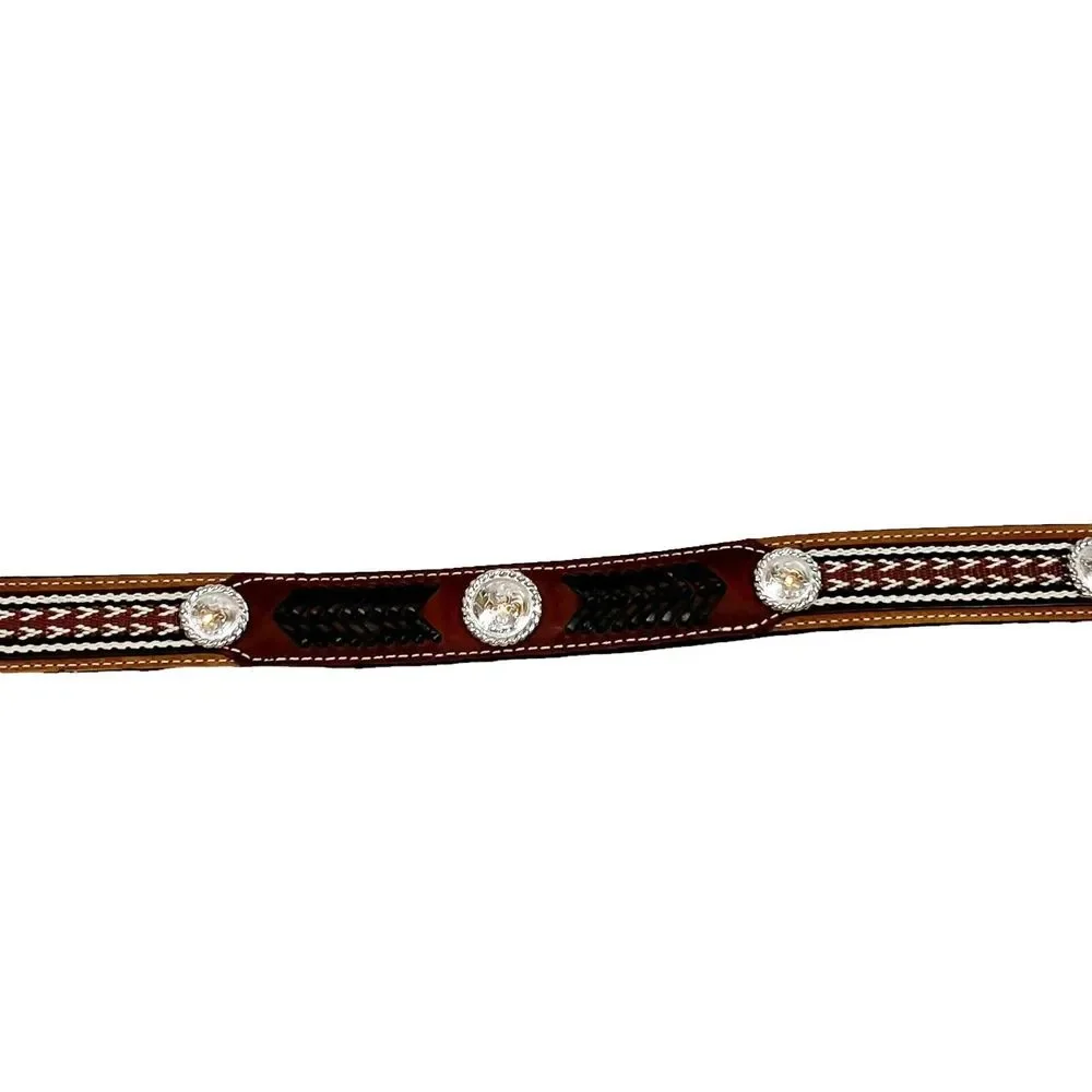 Nocona N4421644 Brown Leather Overlay Buckle Western Belt Youth Sz 24